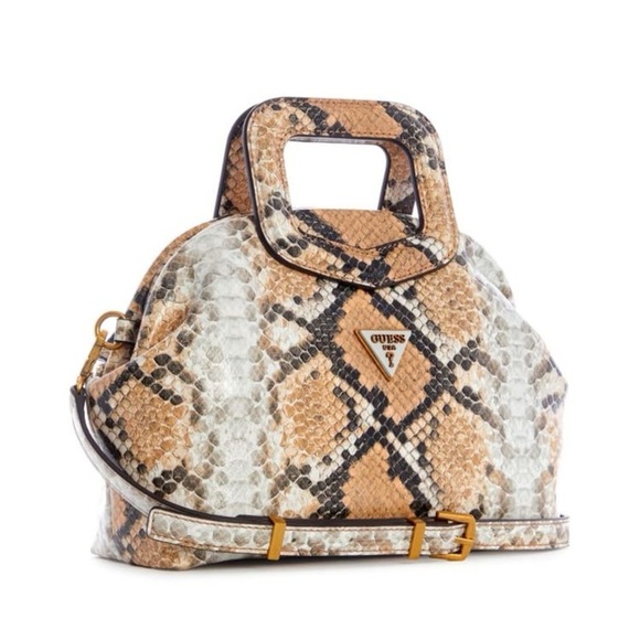 New GUESS Errin Snakeskin Small Frame Satchel - Picture 3 of 10